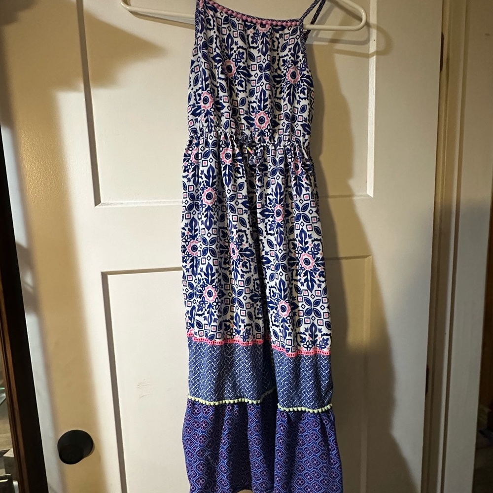 Blue and Pink Boho Maxi Dress